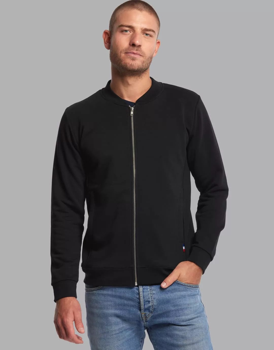 Sweat Zip Made in France Col Rond-noir-2